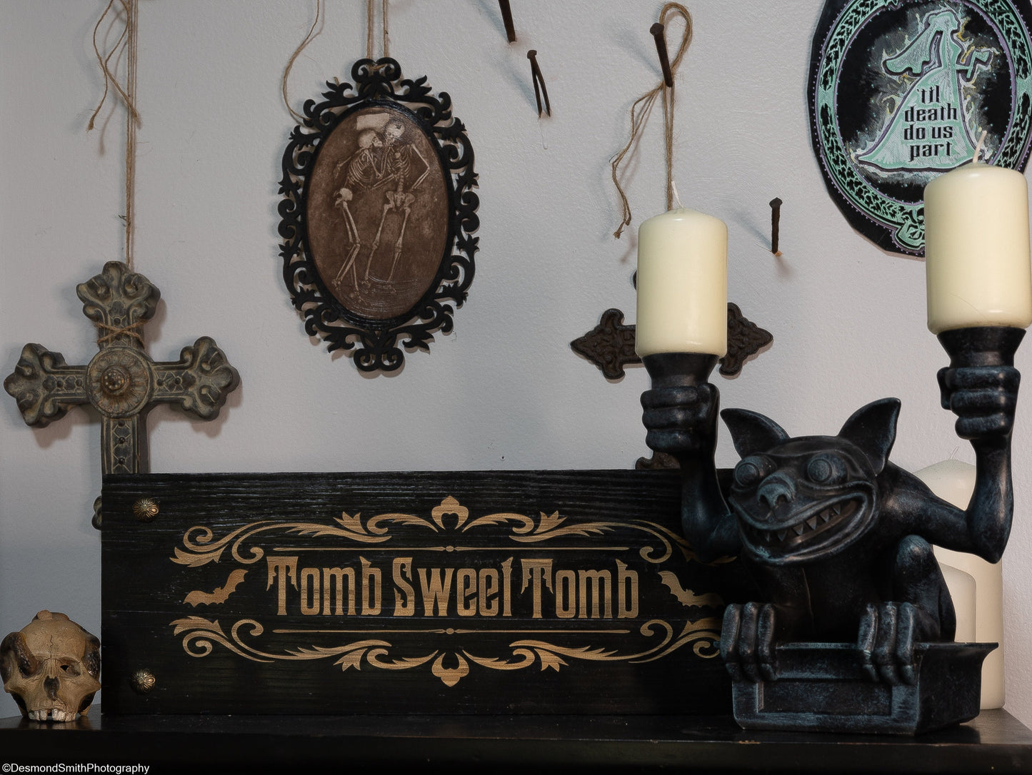 TOMB SWEET TOMB black solid wood wall & shelf decor inspired by the Haunted Mansion 15" x 5 1/2" x 5/8" Halloween Spooky Goth Eerie
