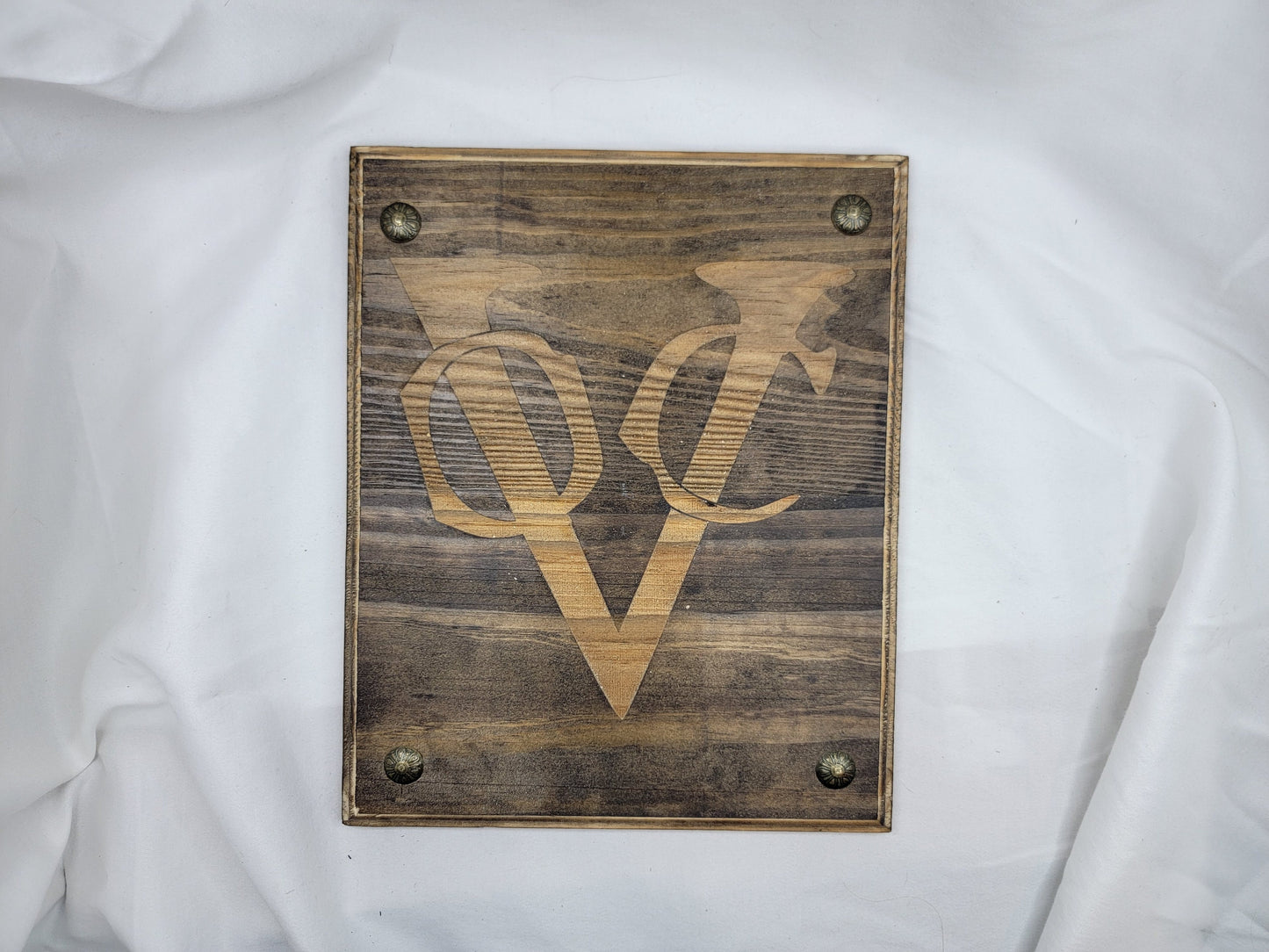DUTCH EAST INDIA Co. or the United East India Company V.O.C. Verenigde Oostindische Compagnie walnut stained solid wood wall decor sign