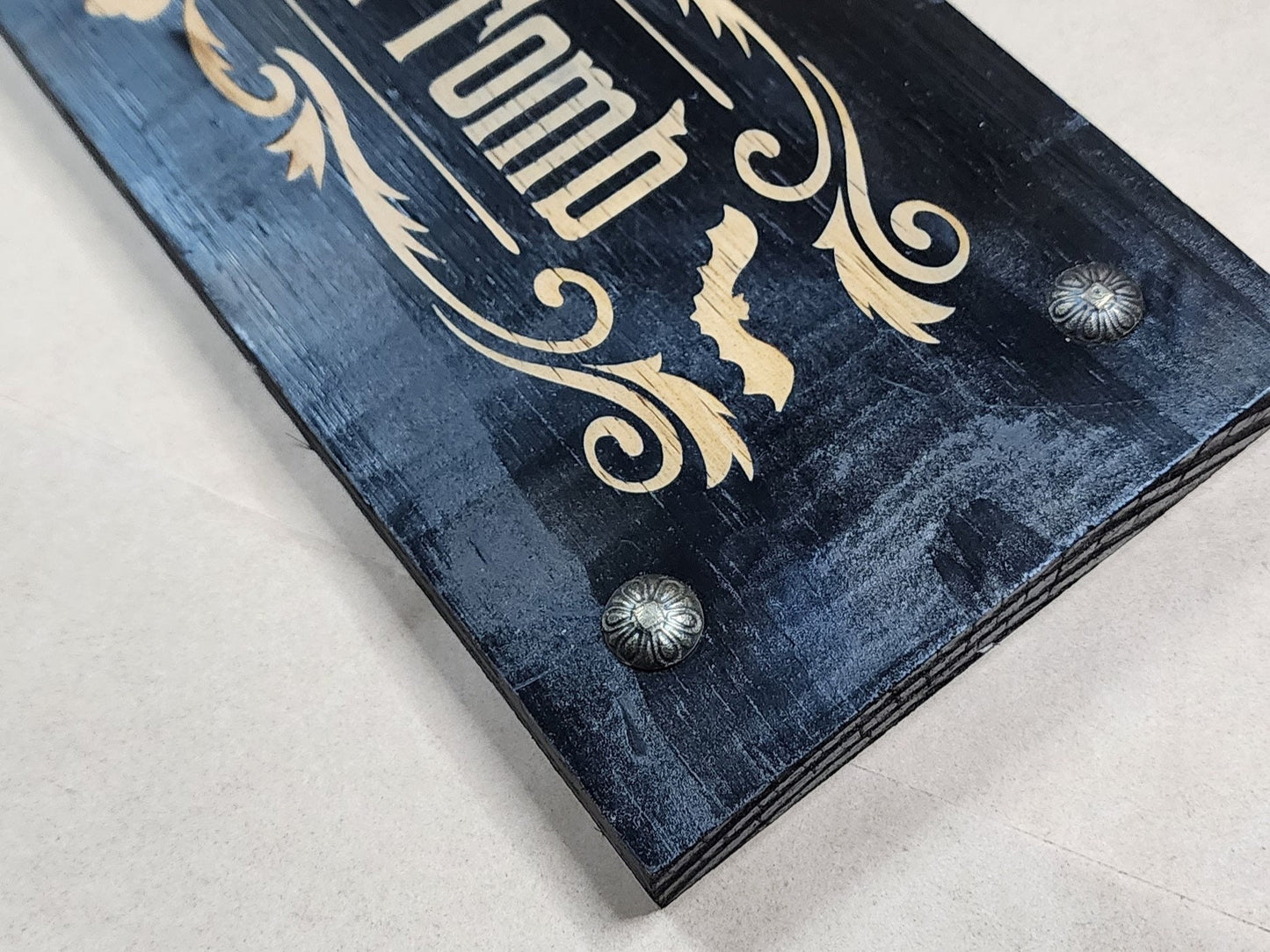 TOMB SWEET TOMB black solid wood wall & shelf decor inspired by the Haunted Mansion 15" x 5 1/2" x 5/8" Halloween Spooky Goth Eerie