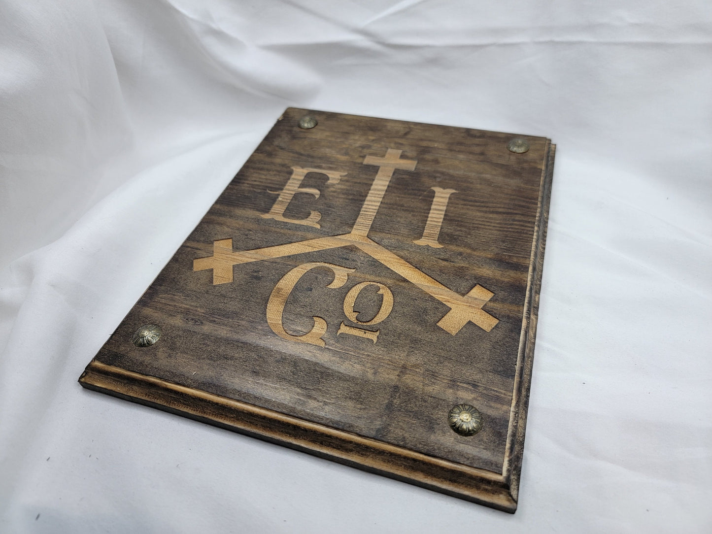 EAST INDIA COMPANY walnut stained solid wood wall decor sign inspired by the Pirates of the Caribbean & the history of the London Merchants.