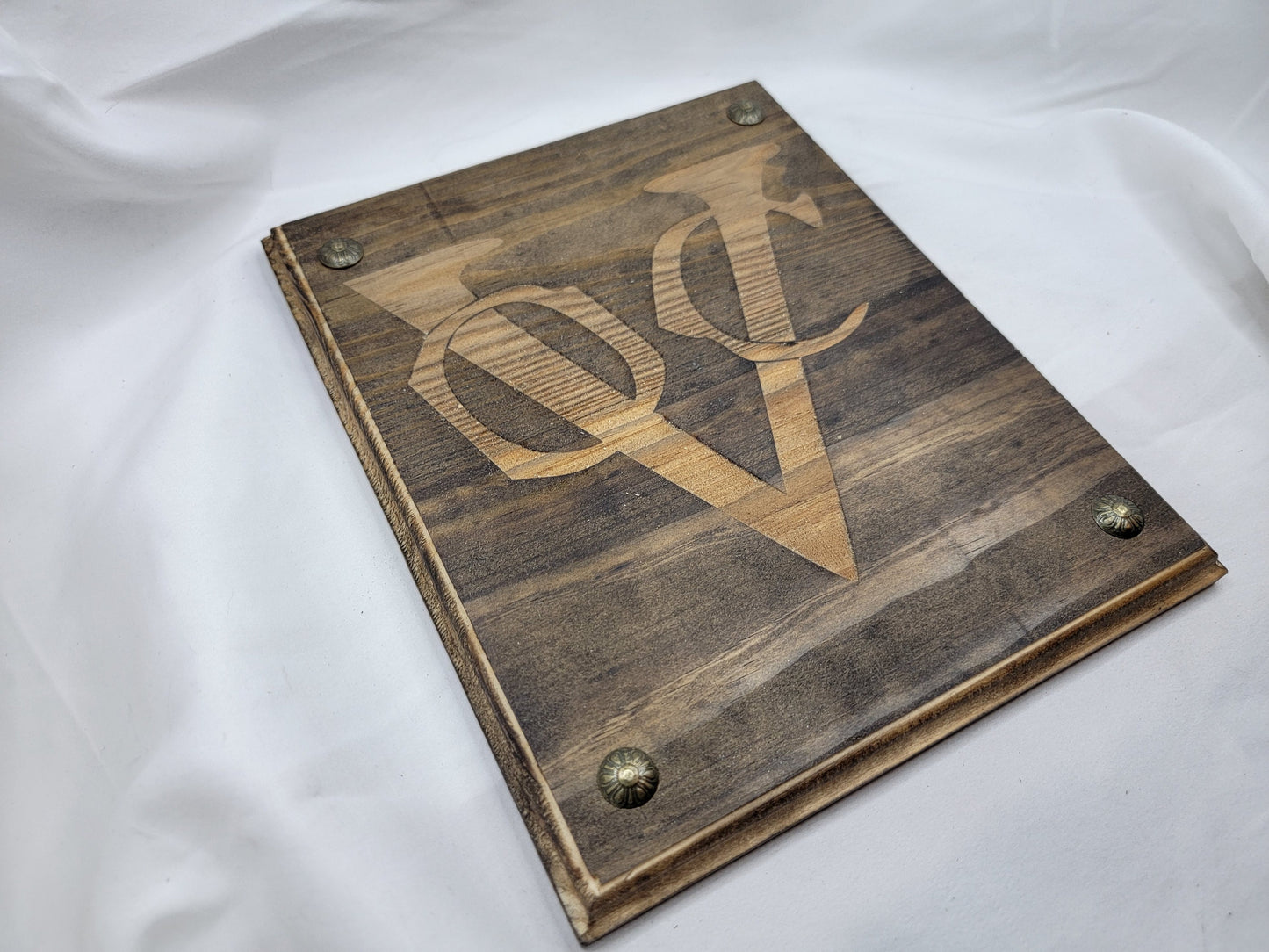 DUTCH EAST INDIA Co. or the United East India Company V.O.C. Verenigde Oostindische Compagnie walnut stained solid wood wall decor sign