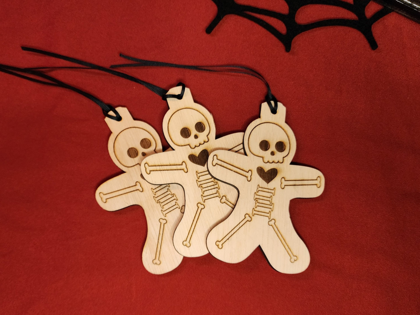 GINGERBREAD MAN BONES Christmas Ornament Spooky Scary Skeleton Christmastime Natural Wood Spooky Christmas Tree Ornament X-ray Skeleton