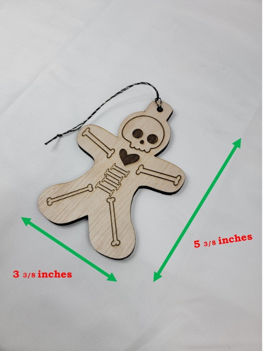 GINGERBREAD MAN BONES Christmas Ornament Spooky Scary Skeleton Christmastime Natural Wood Spooky Christmas Tree Ornament X-ray Skeleton