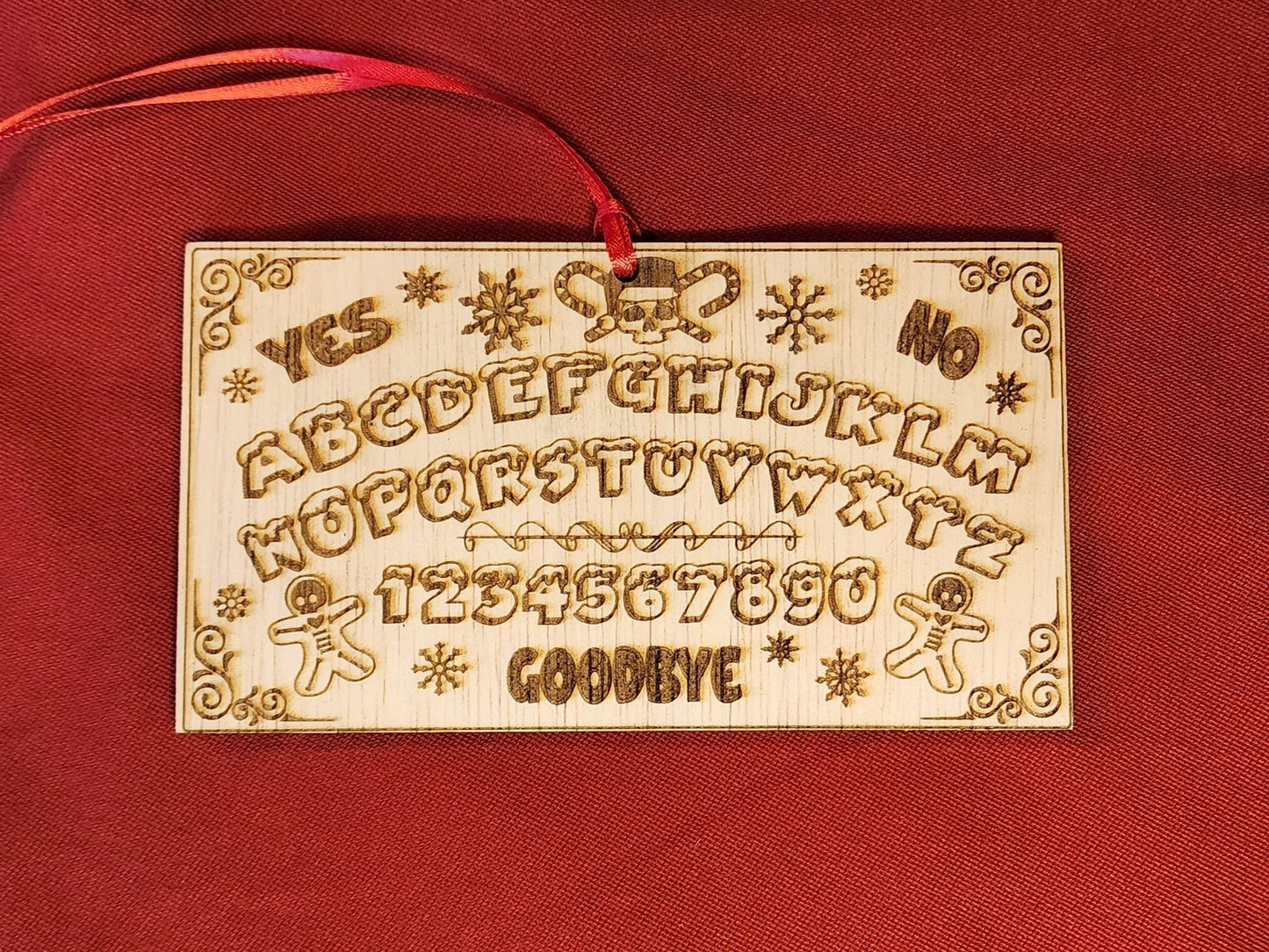 SPIRIT BOARD ORNAMENT Skull with Candy Canes & Cookies Ornament Summon the Holiday Spirit With A Christmas Cookie Themed Ouija Spirit Board