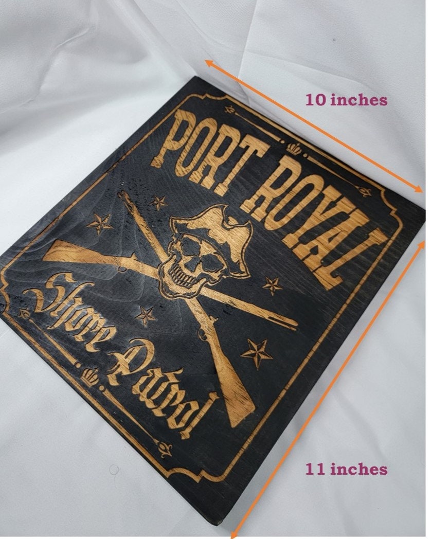 PORT ROYAL Shore PATROL black stained solid wood wall & shelf decor inspired by the once great Jamaican city home of Privateers and Pirates