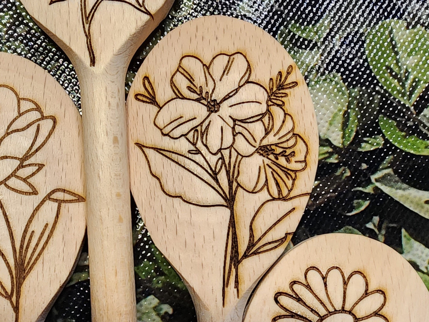 BOUQUET of WOOD SPOONS or Single Flower Spoons Nature Inspired Art for the Kitchen Beautiful Gift for the Cook who Loves Cute Floral Designs