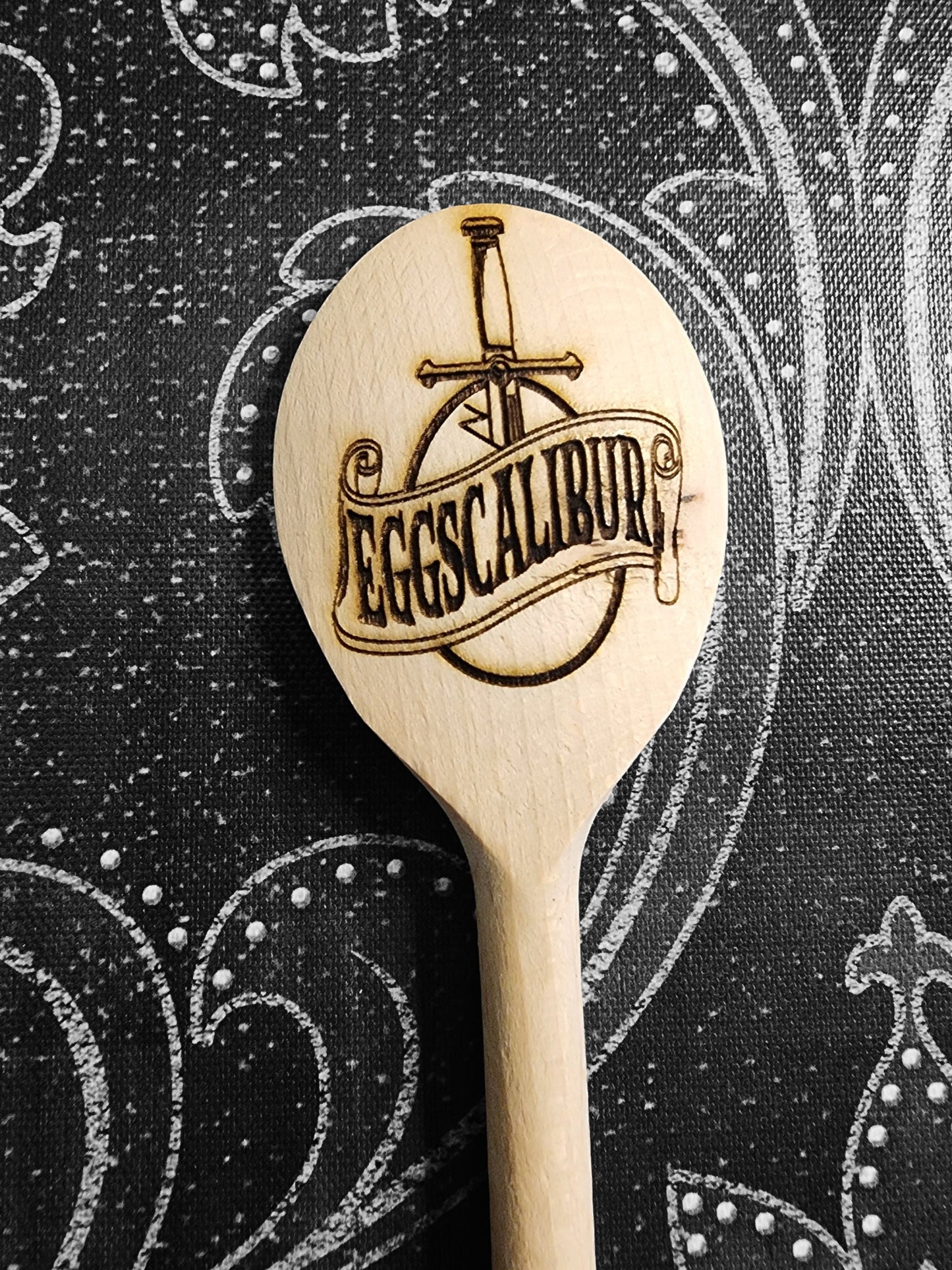 EGGSCALIBUR WOODEN SPOON Wooden Cooking Spoon for Cooking Eggs Soup Stew Inspired by the Arthurian Legend of Excalibur and King Arthur