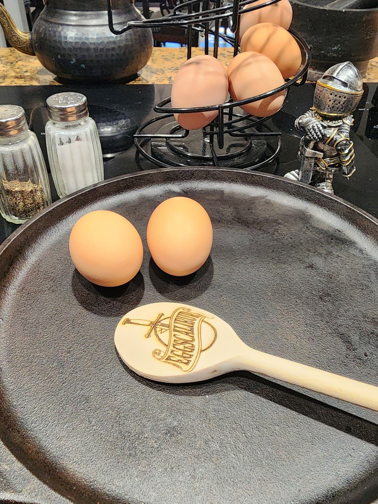 EGGSCALIBUR WOODEN SPOON Wooden Cooking Spoon for Cooking Eggs Soup Stew Inspired by the Arthurian Legend of Excalibur and King Arthur
