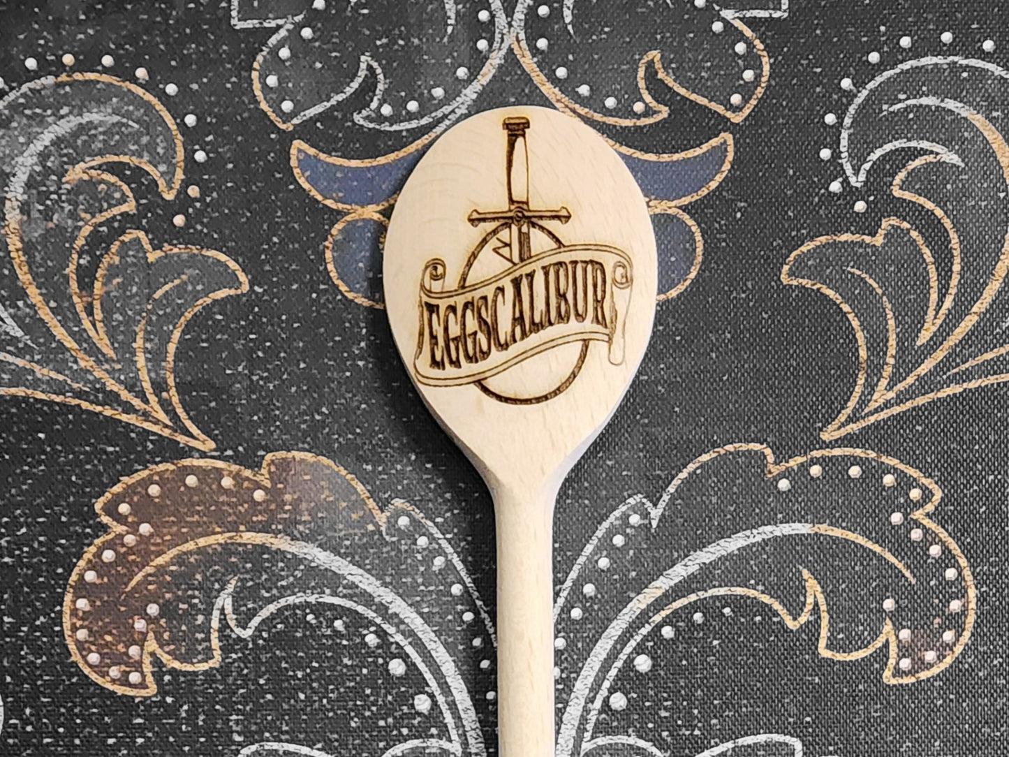 EGGSCALIBUR WOODEN SPOON Wooden Cooking Spoon for Cooking Eggs Soup Stew Inspired by the Arthurian Legend of Excalibur and King Arthur