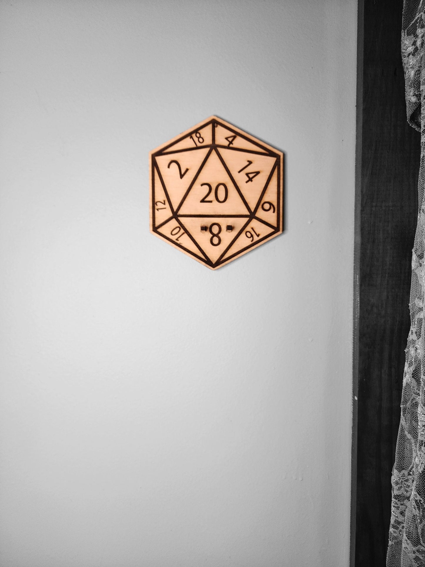 WALL MOUNT for your SPOON of Cooking Magical Item Wooden Spoon Mount Looks Like a 20 Sided Die Dungeons and Dragons Tabletop Fantasy Game
