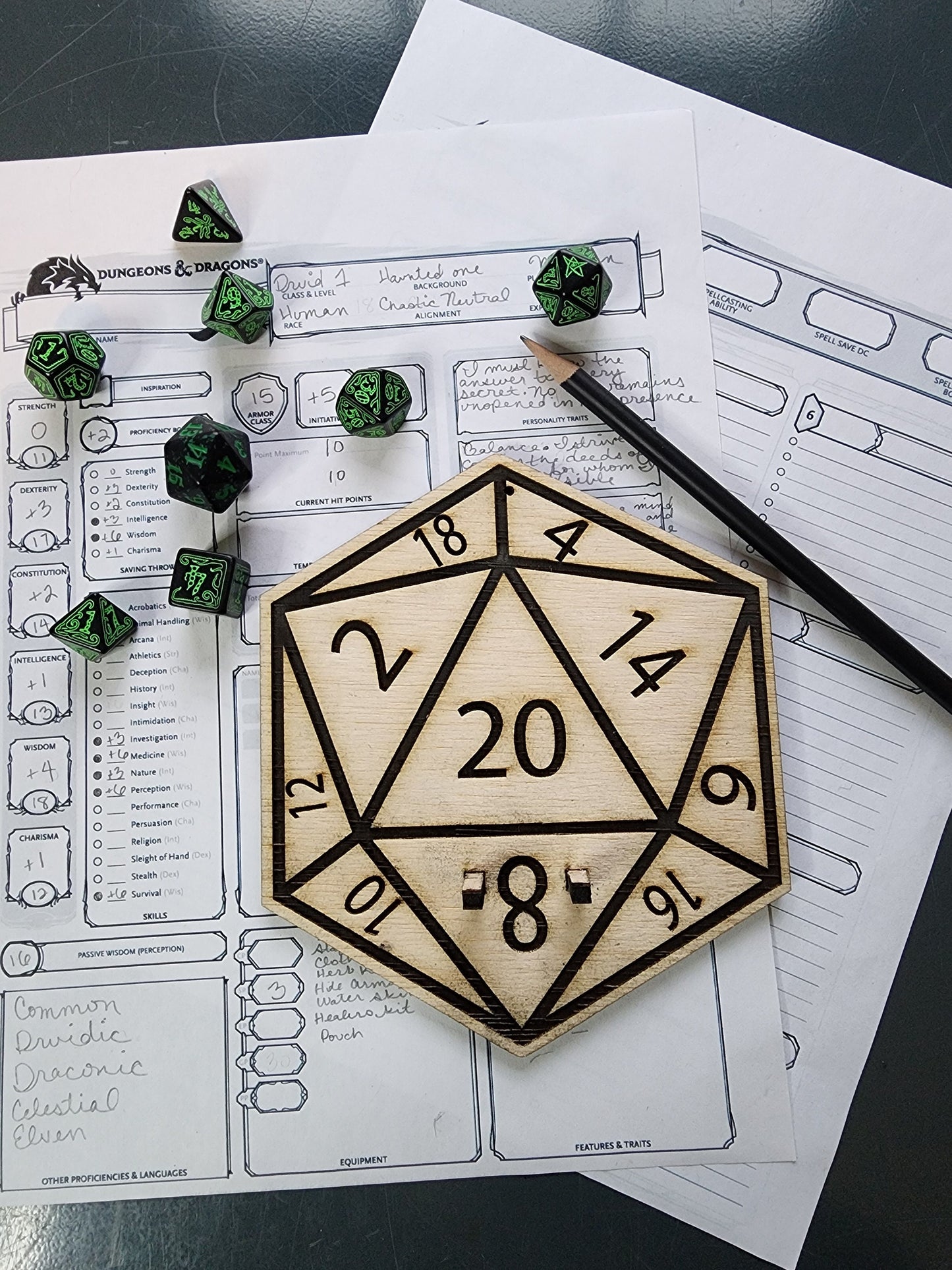 WALL MOUNT for your SPOON of Cooking Magical Item Wooden Spoon Mount Looks Like a 20 Sided Die Dungeons and Dragons Tabletop Fantasy Game