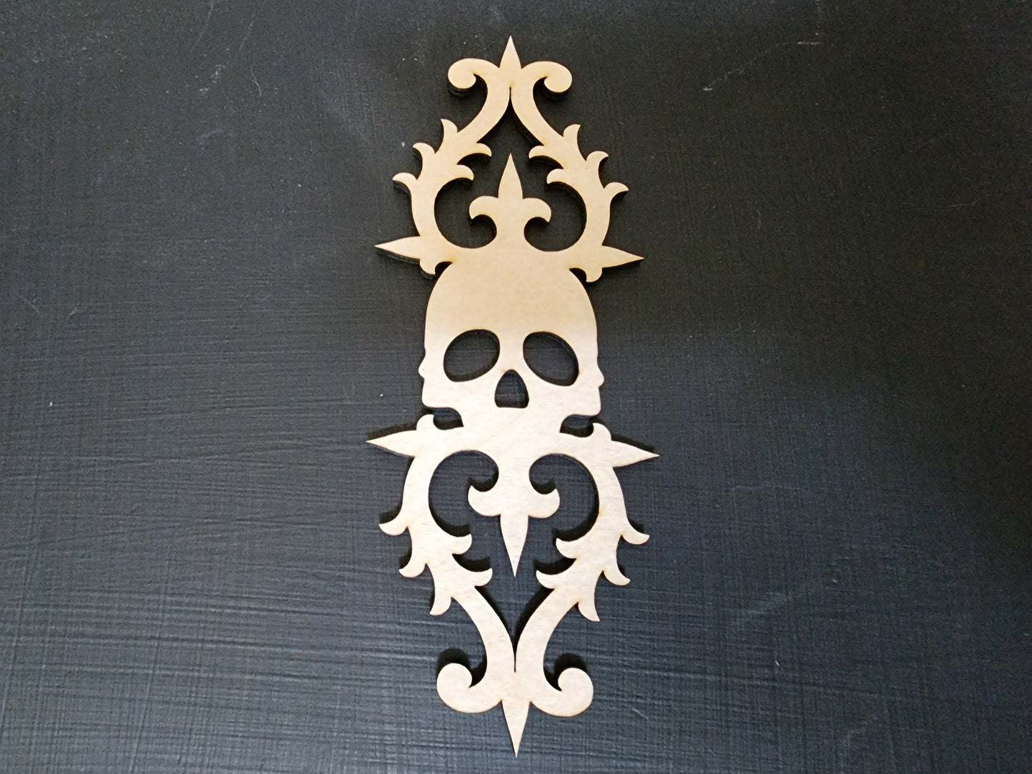 LASER CUT WOOD Skull Ornate Embellishment Applique for Decorating & Wood Crafts | Original Item Made in the United States of America