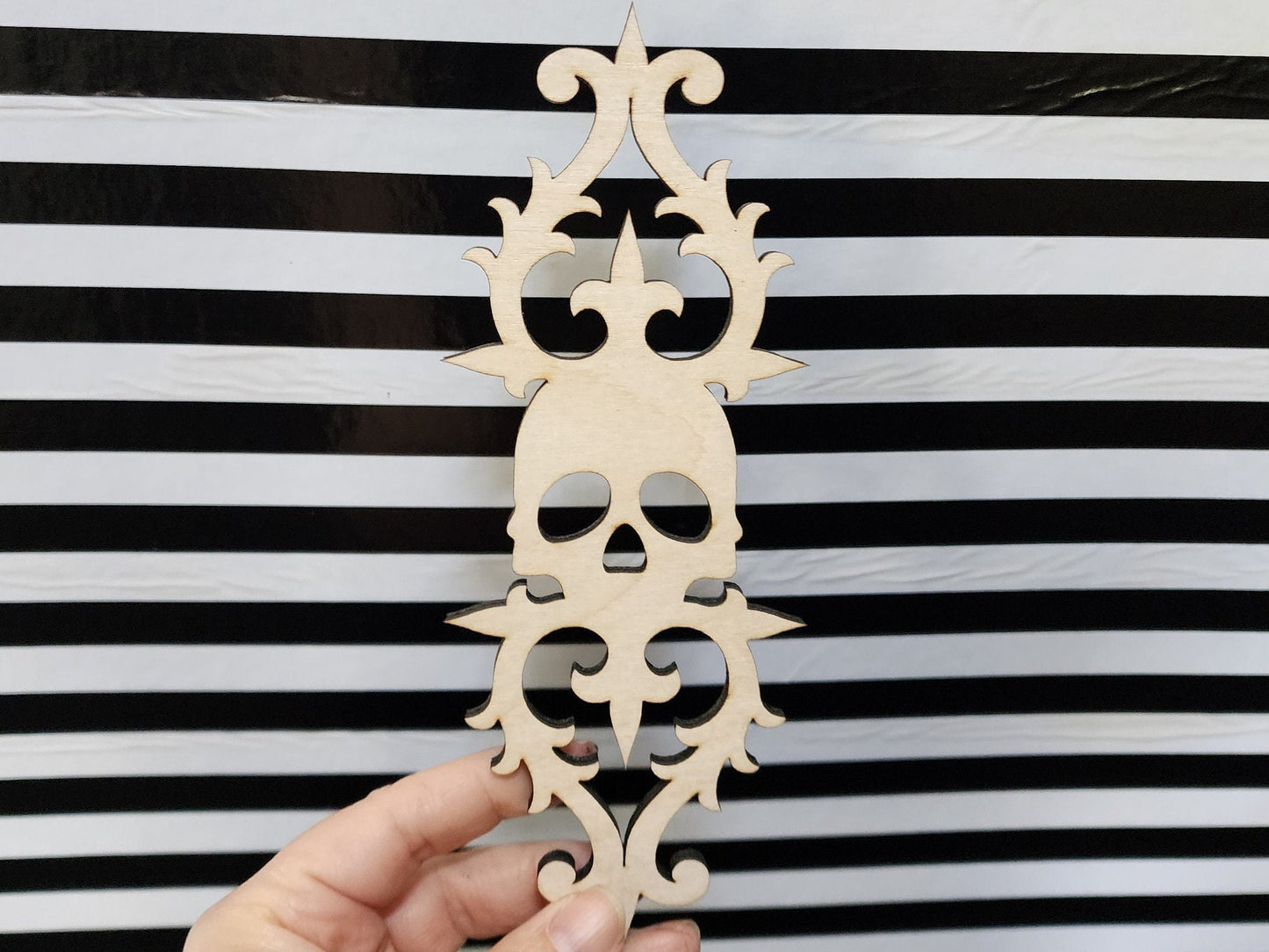 LASER CUT WOOD Skull Ornate Embellishment Applique for Decorating & Wood Crafts | Original Item Made in the United States of America