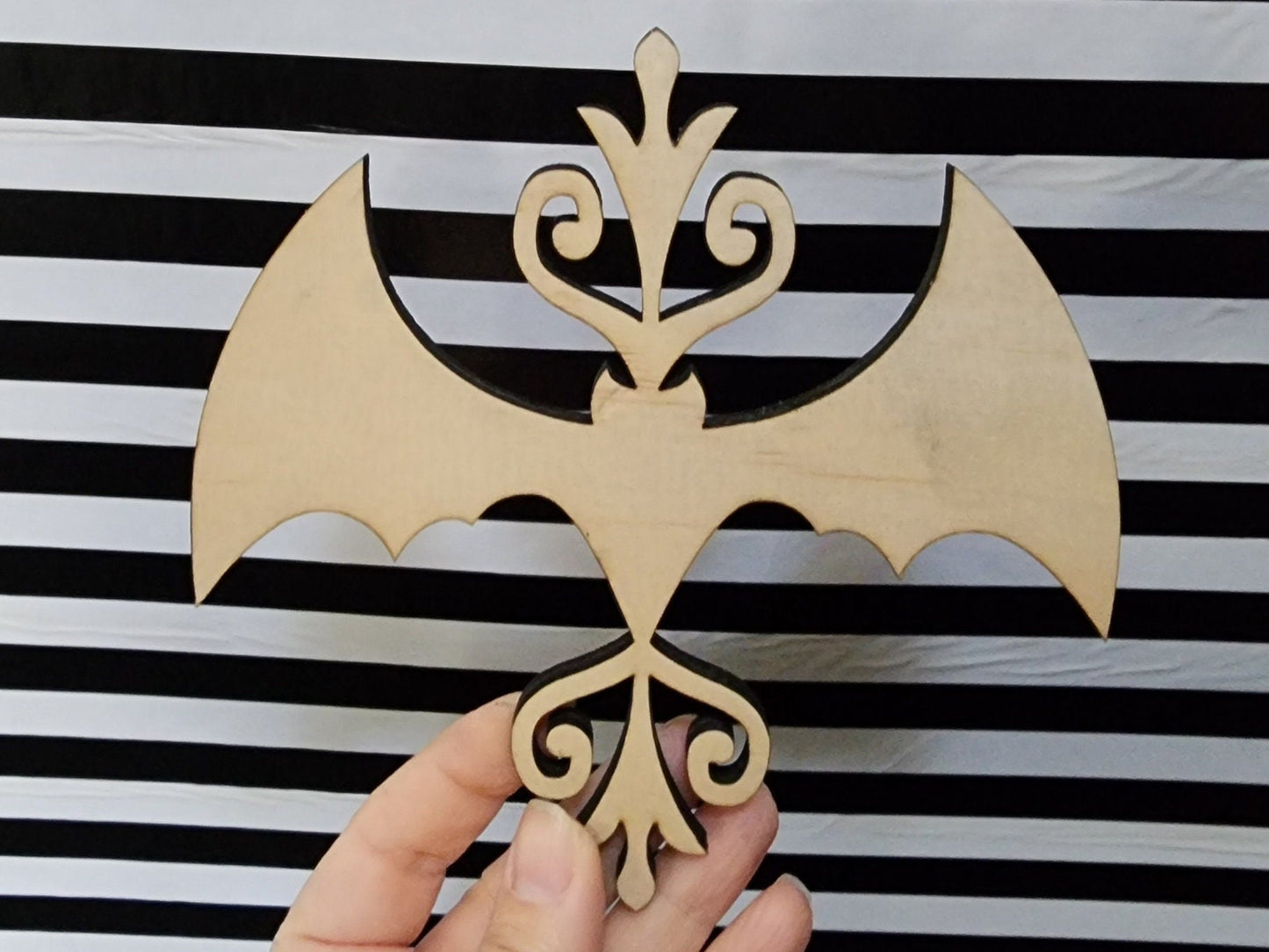 LASER CUT WOOD Bat Ornate Embellishment Applique for Decorating & Wood Crafts | Original Item Made in the United States of America