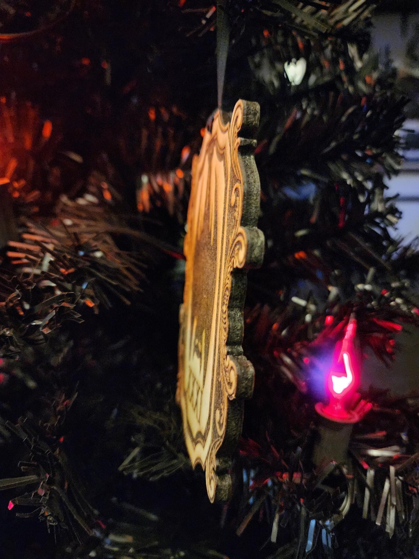 HALLOWEEN BAT ORNAMENT with scroll frame detail | Bat Silhouette with 31 | Spooky Season Tree Decor | Made in Alabama in the United States