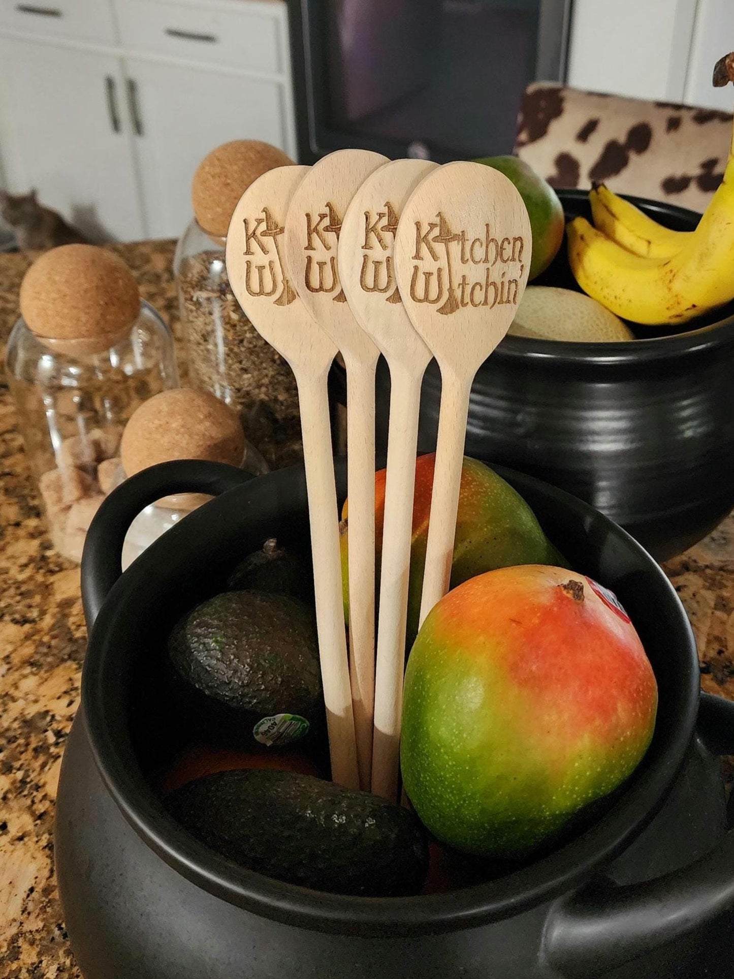 KITCHEN WITCHIN' SPOON Wooden Cooking Spoon | Magical Item | Kitchen Utensil | Laser Engraved Original Design | Gift For Your Kitchen Witch
