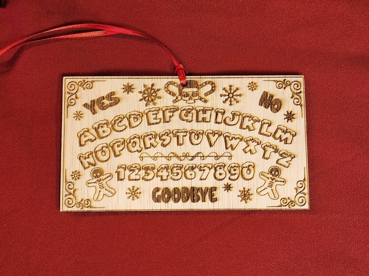 SPIRIT BOARD ORNAMENT Skull with Candy Canes & Cookies Ornament Summon the Holiday Spirit With A Christmas Cookie Themed Ouija Spirit Board