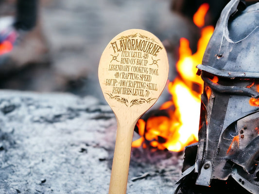 FLAVORMOURNE WOODEN SPOON Legendary Item Kitchen Utensil inspired by Tabletop and Roleplaying World of Warcraft Dungeons & Dragons Warhammer