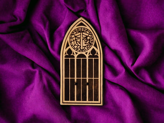 WALL MOUNT for your What Would JESUS Stew? Wooden Cooking Spoon W.W.J.S. Spoon Mount Looks Like a Stained Glass Church Window Dove of Peace