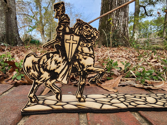 JOUSTING KNIGHT INCENSE Burner Wooden Medieval Tournament Knight Sits Upon a Warhorse Ready for the Joust Holds Incense and Catches Ashes