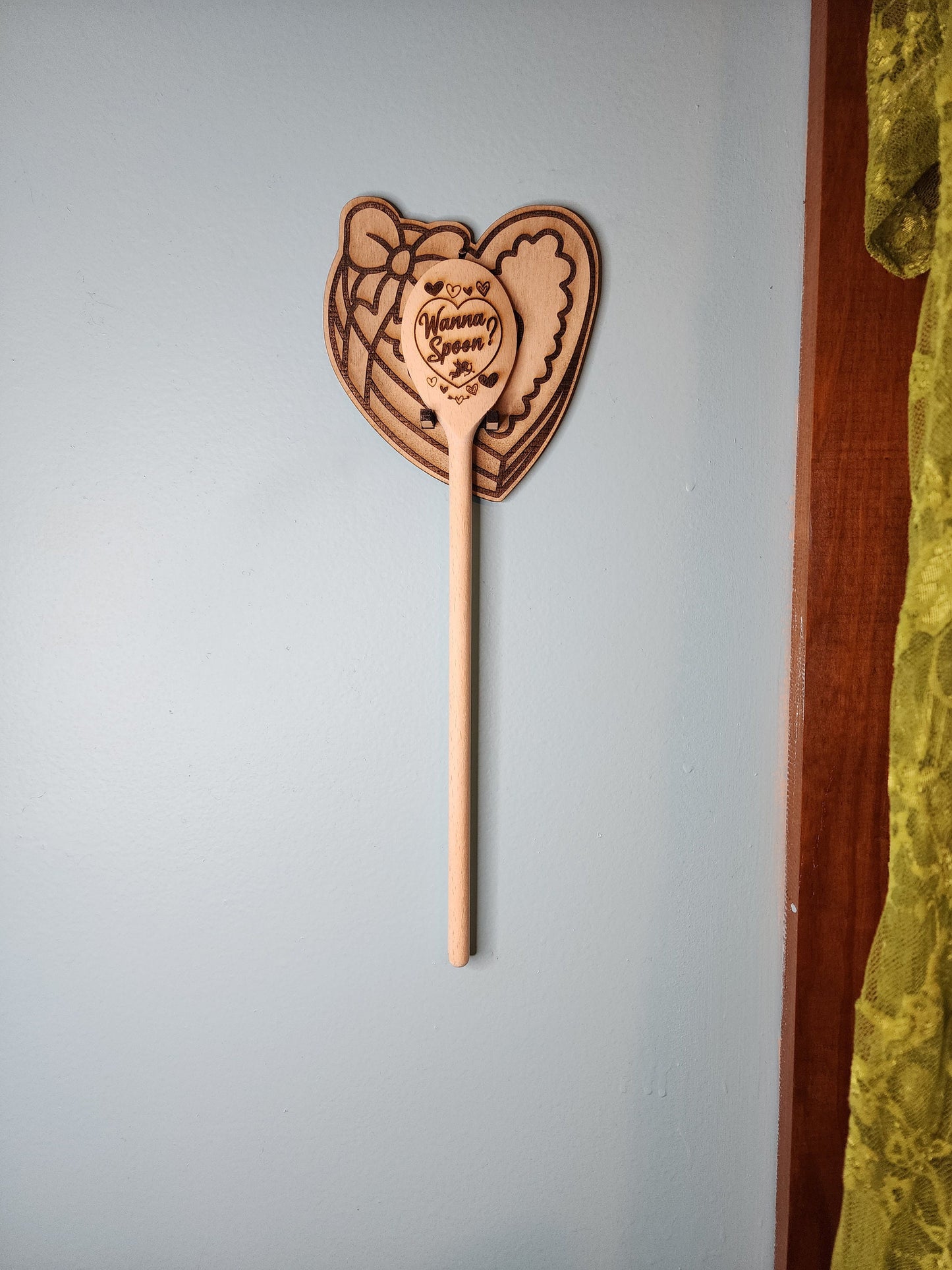 WALL MOUNT for your WANNA Spoon?  Wooden Spoon for Cooking Mount Looks Like a Heart Shaped Box of Candy St. Valentines Gifts for your Love