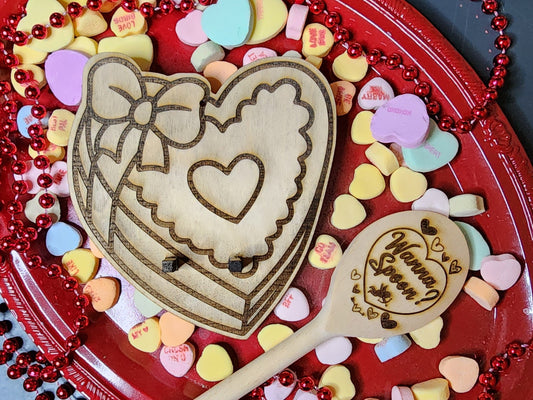 WALL MOUNT for your WANNA Spoon?  Wooden Spoon for Cooking Mount Looks Like a Heart Shaped Box of Candy St. Valentines Gifts for your Love