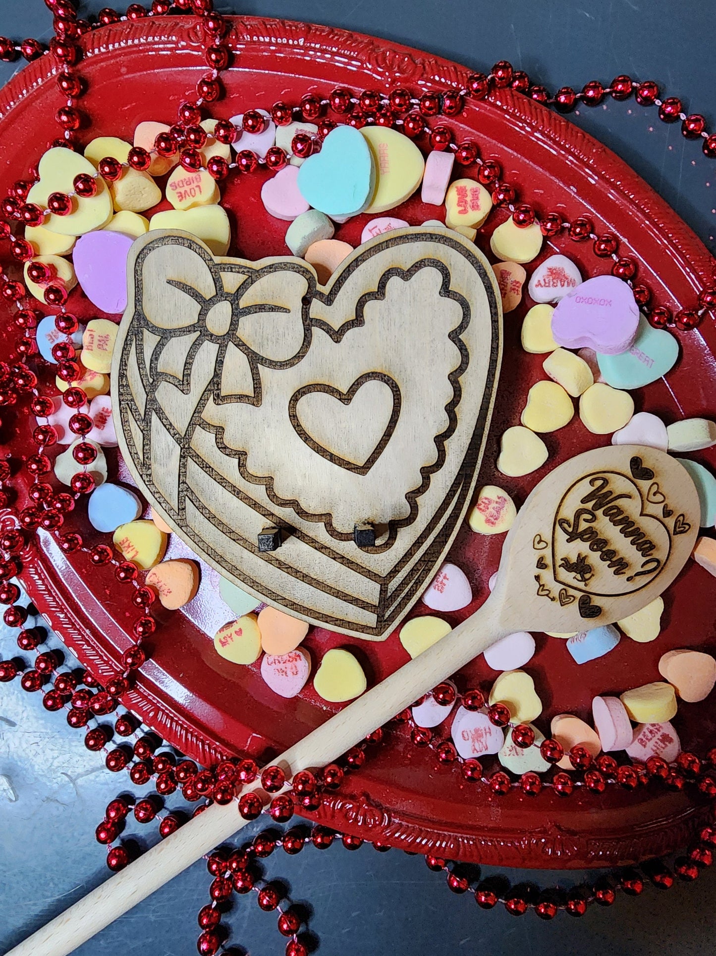 WALL MOUNT for your WANNA Spoon?  Wooden Spoon for Cooking Mount Looks Like a Heart Shaped Box of Candy St. Valentines Gifts for your Love