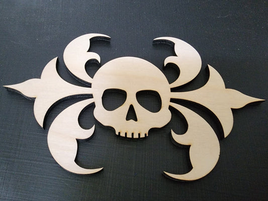 LASER CUT WOOD Skull Damask Embellishment Applique for Decorating & Wood Crafts | Original Item Made in the United States of America