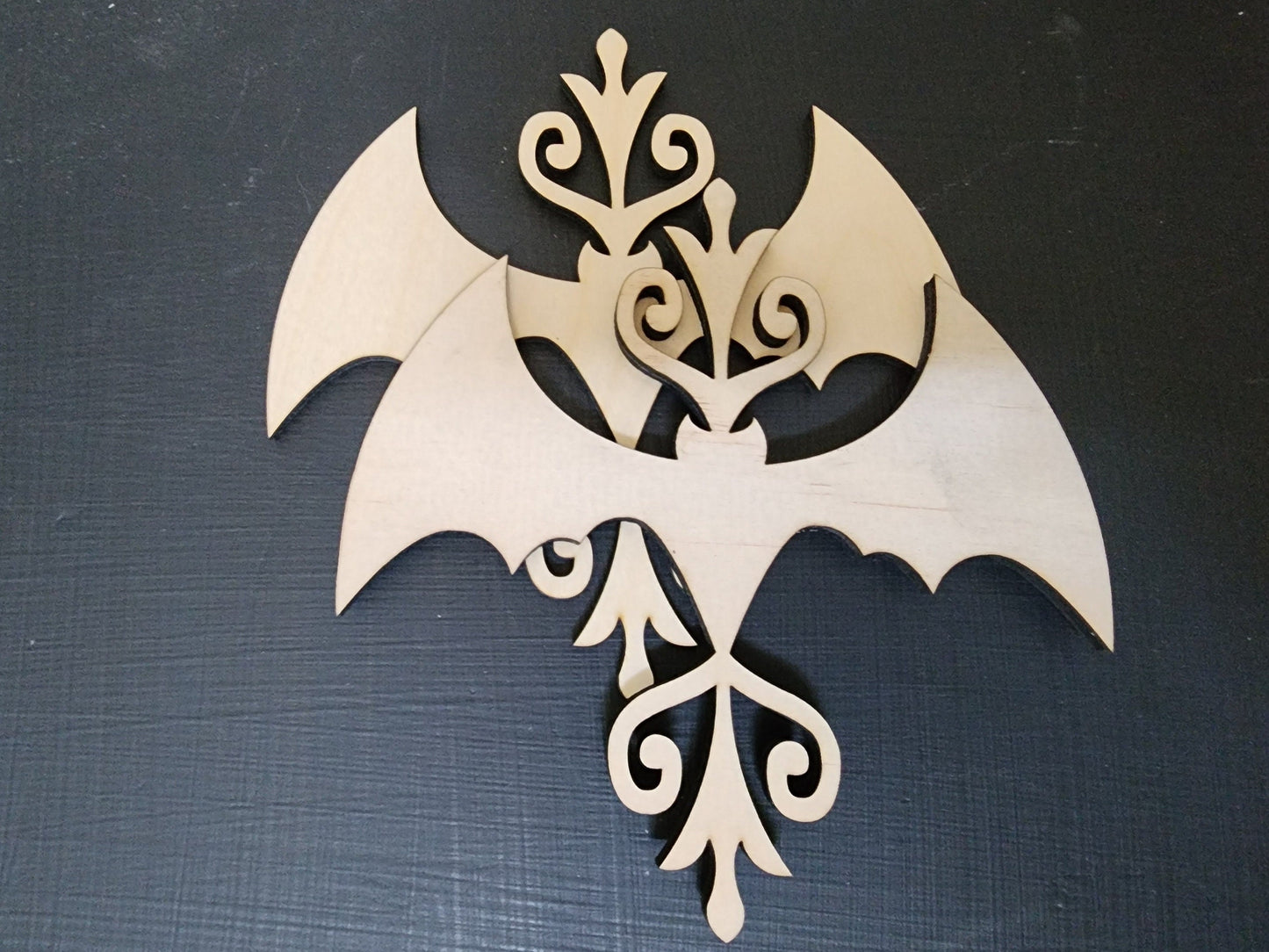 LASER CUT WOOD Bat Ornate Embellishment Applique for Decorating & Wood Crafts | Original Item Made in the United States of America