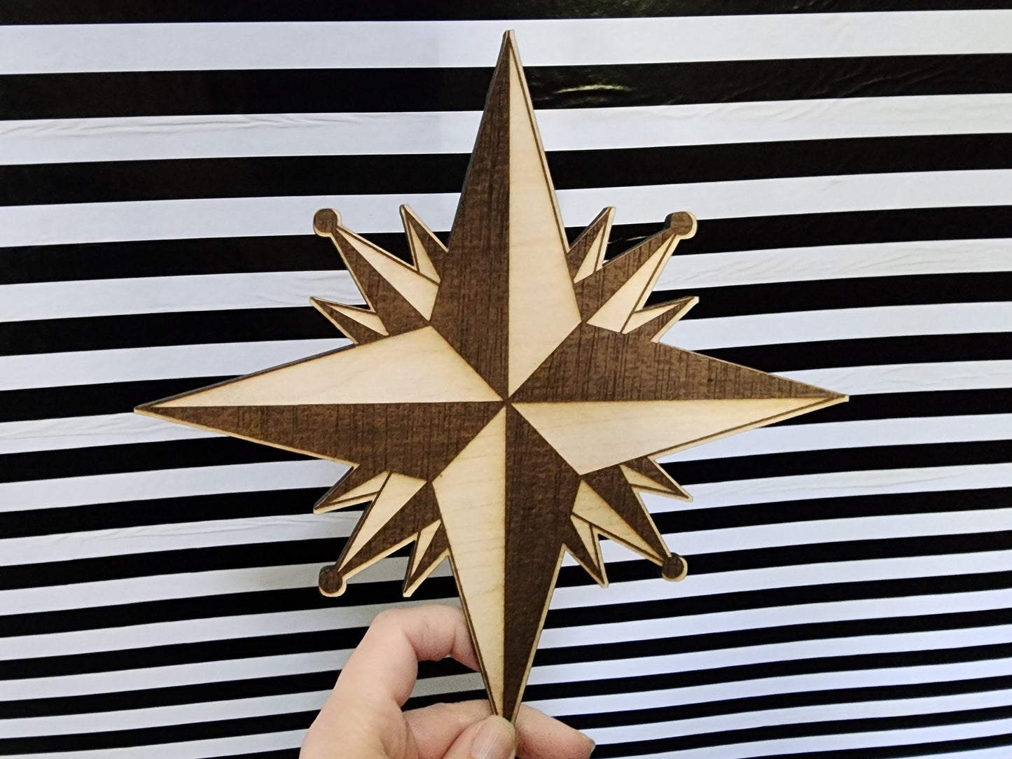 LASER CUT WOOD Compass Rose Nautical Map Pirate Embellishment Applique for Decorating & Wood Crafts | Made in the United States of America