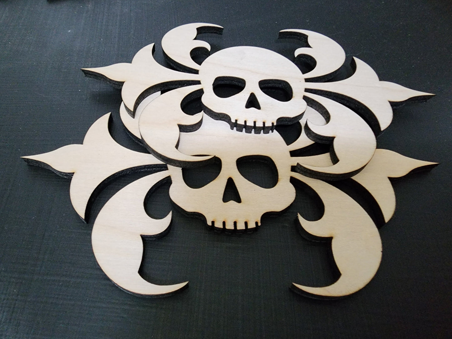 LASER CUT WOOD Skull Damask Embellishment Applique for Decorating & Wood Crafts | Original Item Made in the United States of America