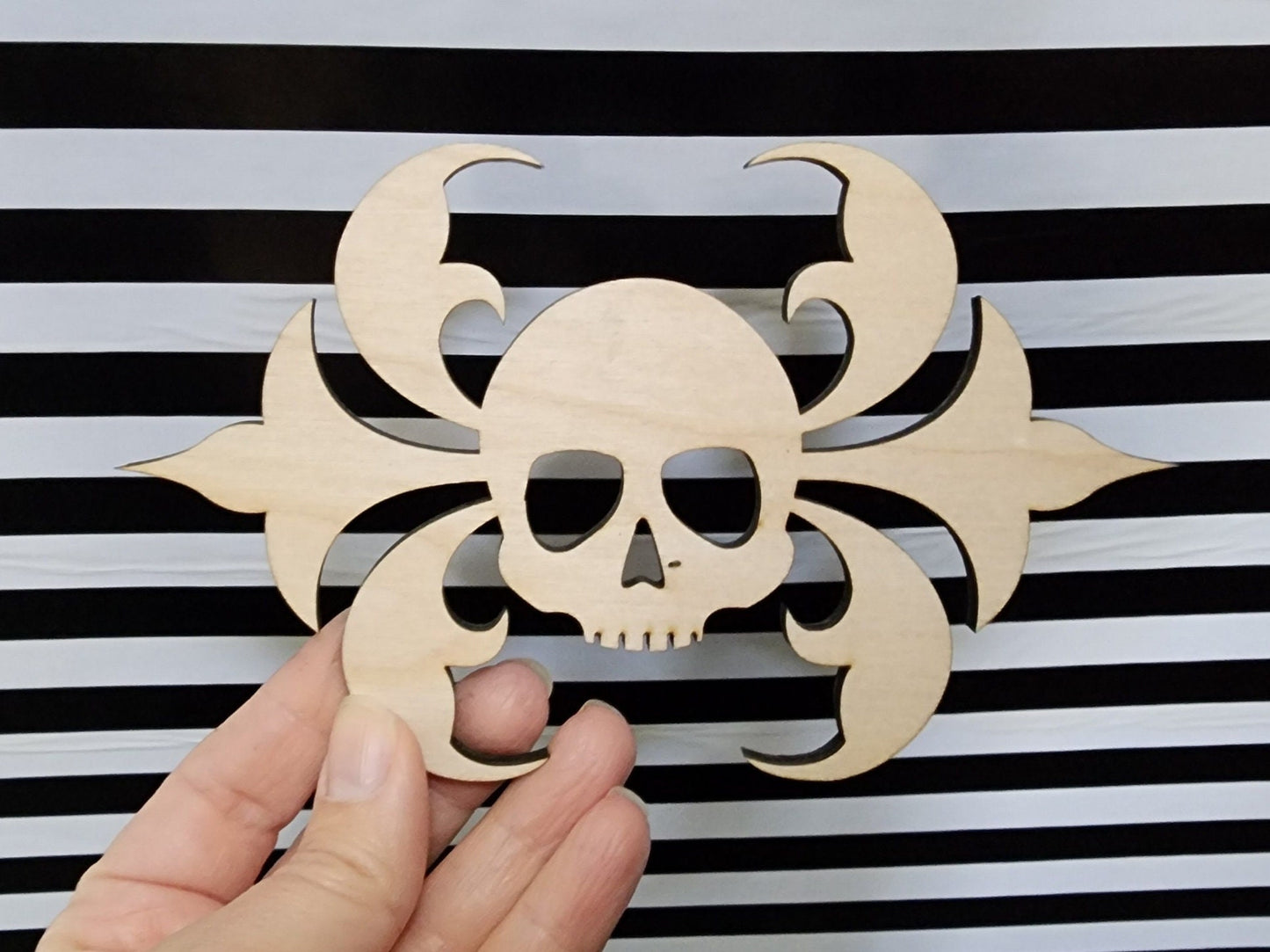 LASER CUT WOOD Skull Damask Embellishment Applique for Decorating & Wood Crafts | Original Item Made in the United States of America