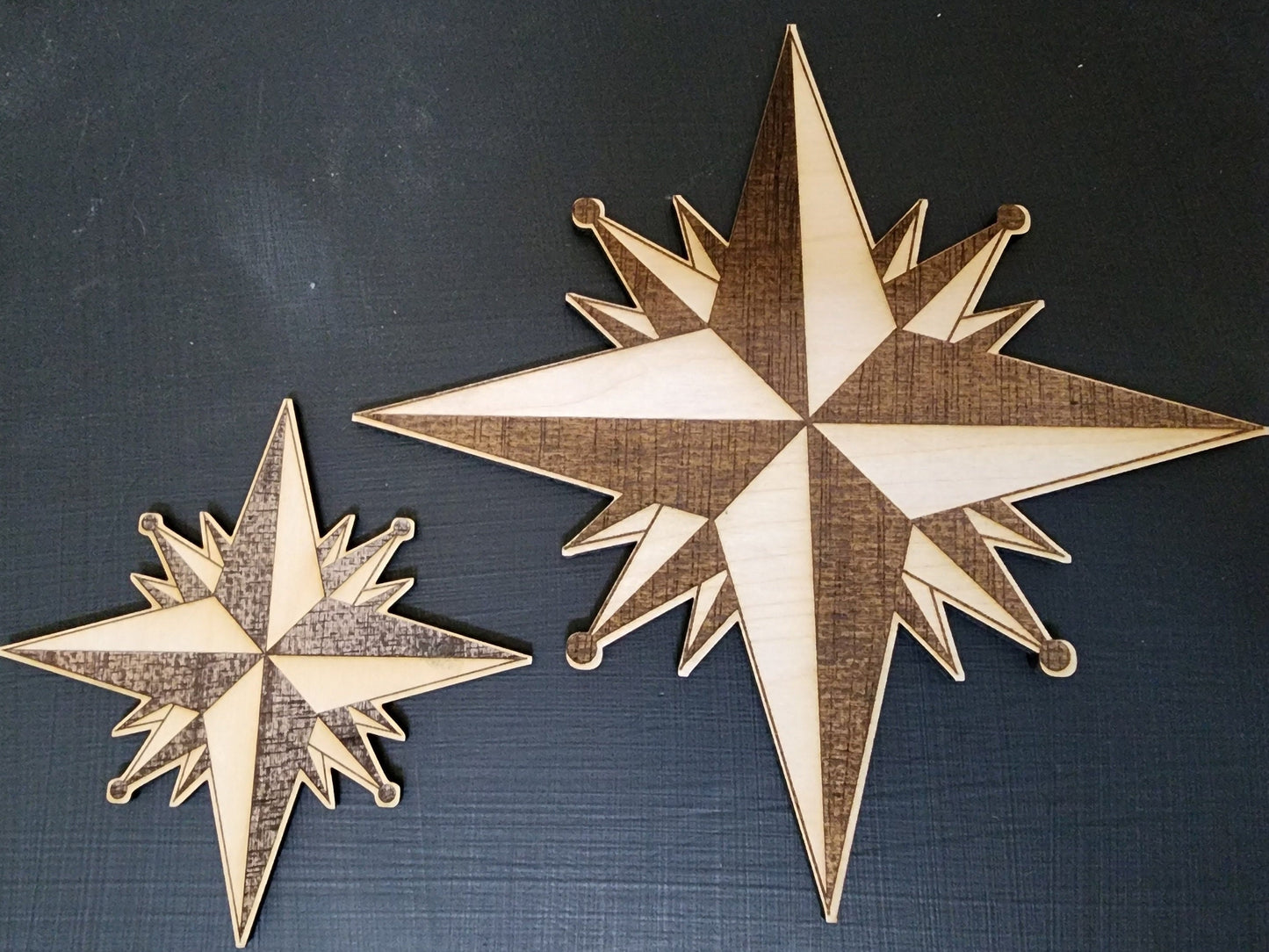 LASER CUT WOOD Compass Rose Nautical Map Pirate Embellishment Applique for Decorating & Wood Crafts | Made in the United States of America