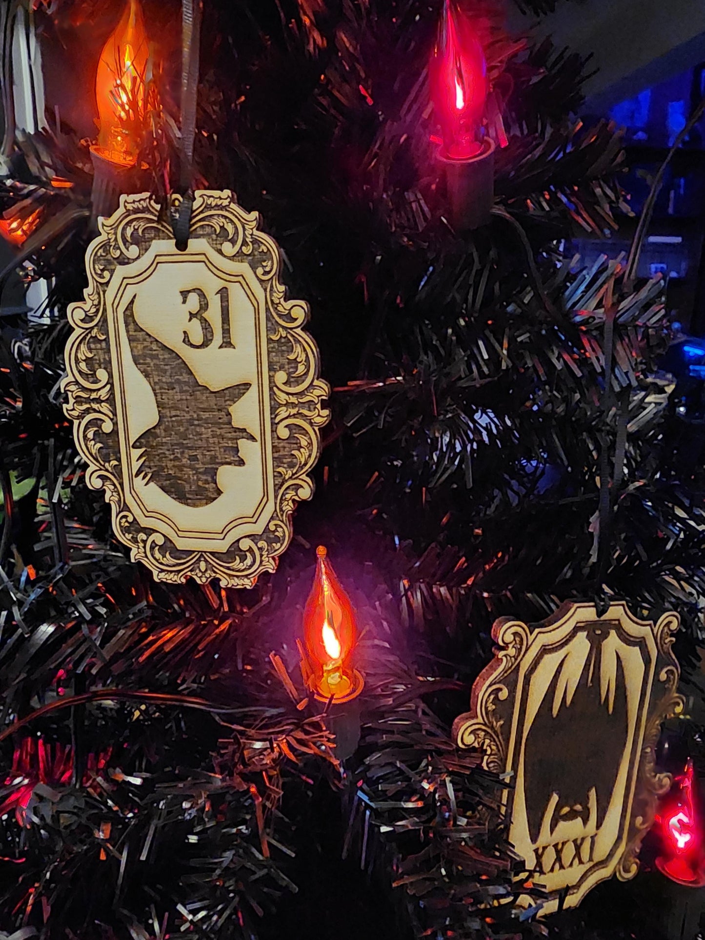 HALLOWEEN WITCH ORNAMENT with scroll frame detail | Witch Silhouette with 31 | Spooky Season Tree Decor | Made in Alabama, United States
