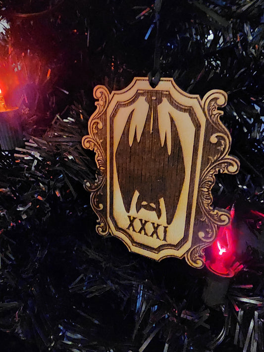 HALLOWEEN BAT ORNAMENT with scroll frame detail | Bat Silhouette with 31 | Spooky Season Tree Decor | Made in Alabama in the United States